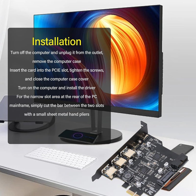 ciciglow PCIe to USB 3.2 Gen 2 Adapter Card, 20Gbps 3xUSB A 2xUSB C 5 Port PCI Express Expansion Card for for Linux for OS X PC, ciciglowqz2g0sg4pv - Image 5